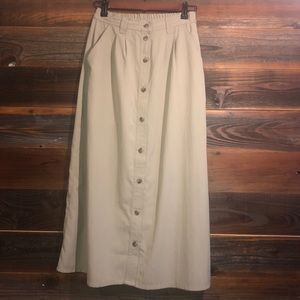 Tan woman’s size small maxi button front skirt